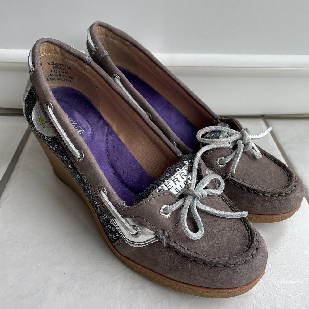 Sperry Top-Sider Goldfish Wedges Grey Silver Metallic